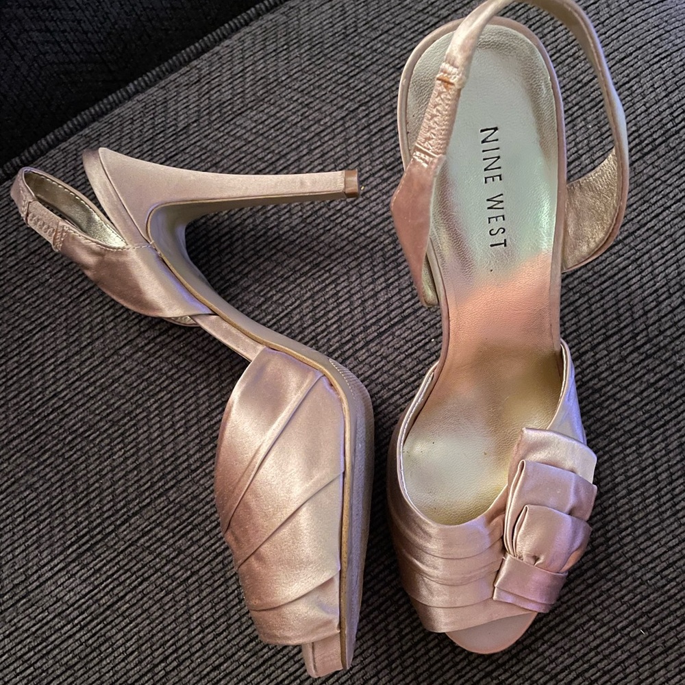 Nine West Gold Silk Heels
